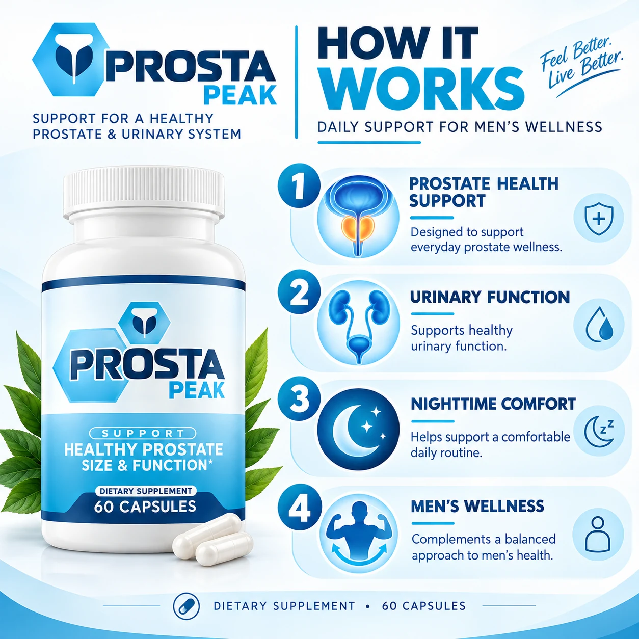 How Prostapeak works — prostate health support, urinary function, nighttime comfort, men's wellness